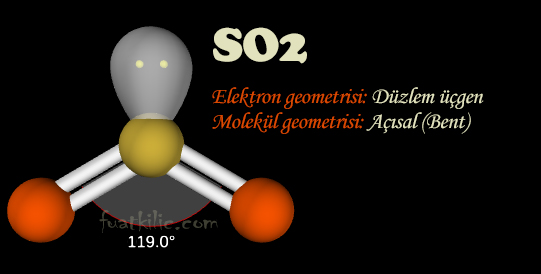 Bent AX2E1 Tipi Molekül Geometrisi sp2 Hibritleşmesi SO2